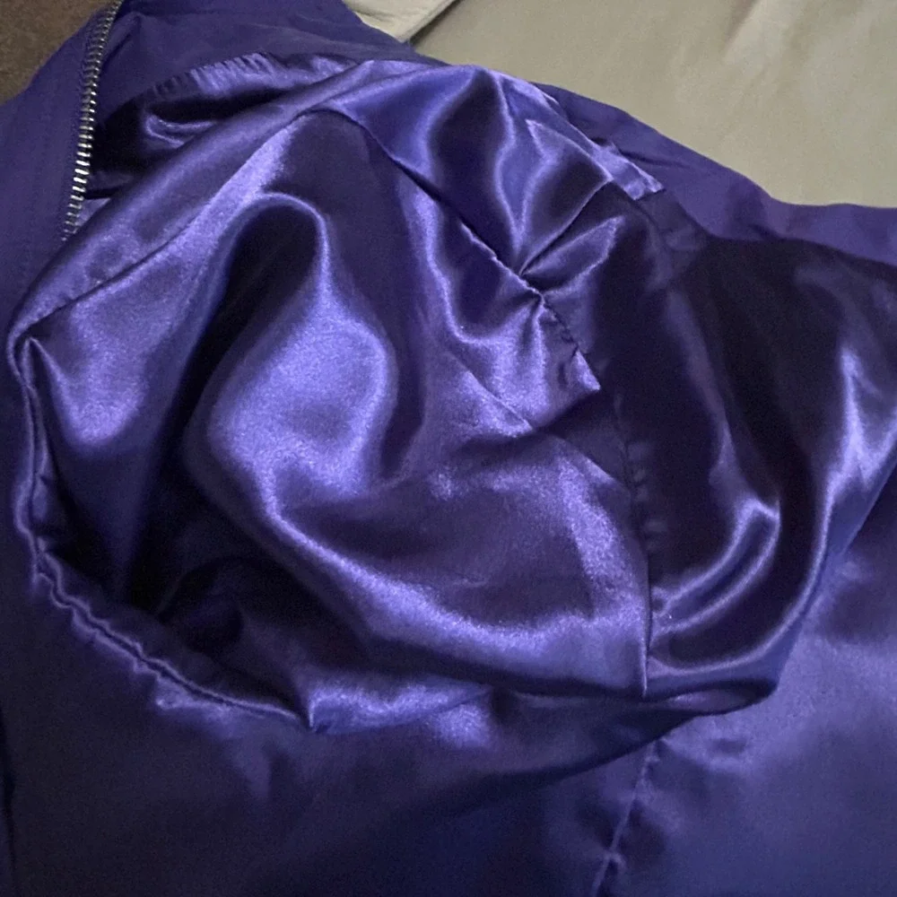 Chicos Purple Full Zip Ruffle Neck Lightweight Jacket Size 1 M Cotton Blend